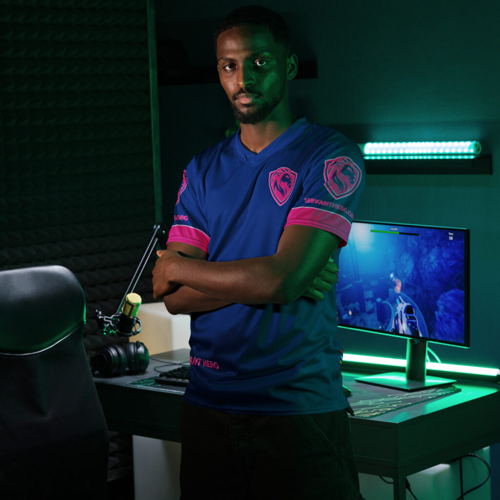 Neon Pulse: Blue sports jersey